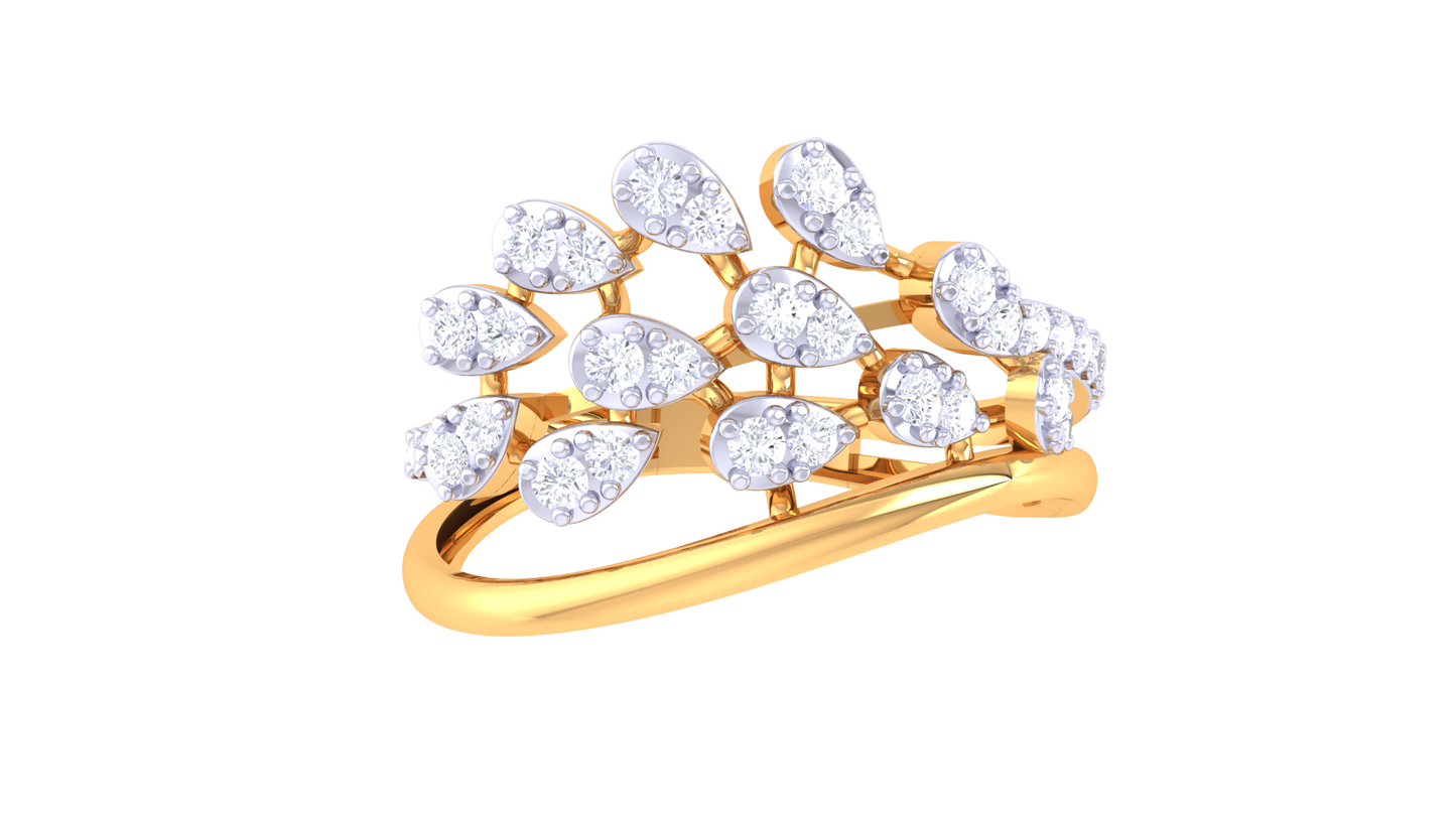 Lumiere Cascade Teardrop Ring In Rose Gold – 0.30 Ct Brilliant Cut Diamonds