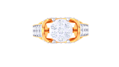 Éclat Centralité Radieuse – 0.66 Ct Round Diamond Cluster Gold Ring