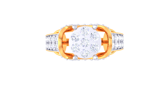 Éclat Centralité Radieuse – 0.66 Ct Round Diamond Cluster Gold Ring