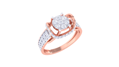 Éclat Centralité Radieuse – 0.66 Ct Round Diamond Cluster Gold Ring