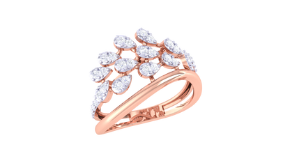 Lumiere Cascade Teardrop Ring In Rose Gold – 0.30 Ct Brilliant Cut Diamonds