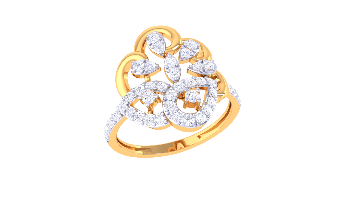 Eclat Orchid Crest Ring In Sculpted Rose Gold – 0.41 Ct Diamonds Cluster
