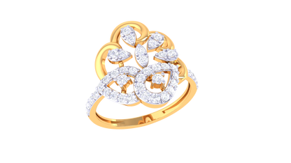 Eclat Orchid Crest Ring In Sculpted Rose Gold – 0.41 Ct Diamonds Cluster