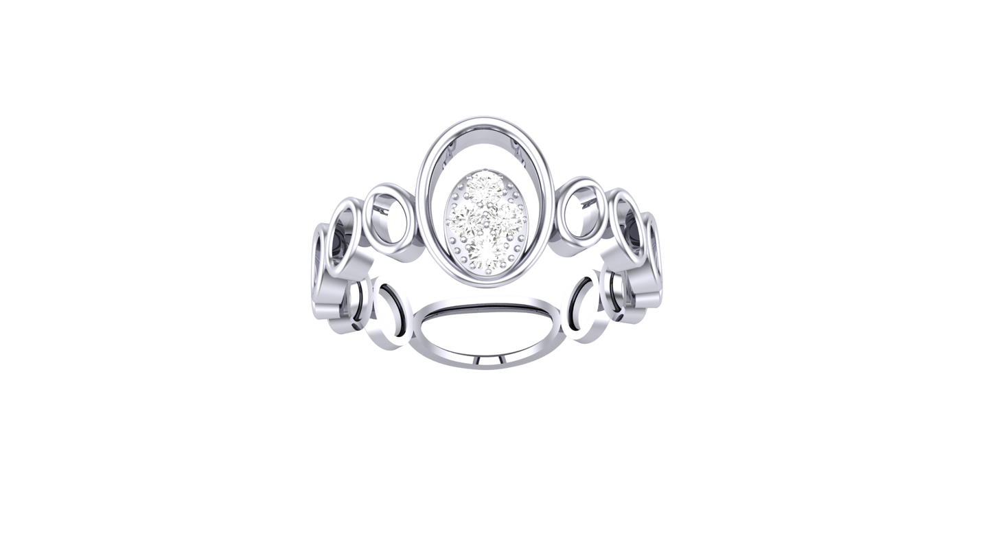 Eclat Floral Cluster - 0.10 Ct Round Cut Diamond Gold Rind