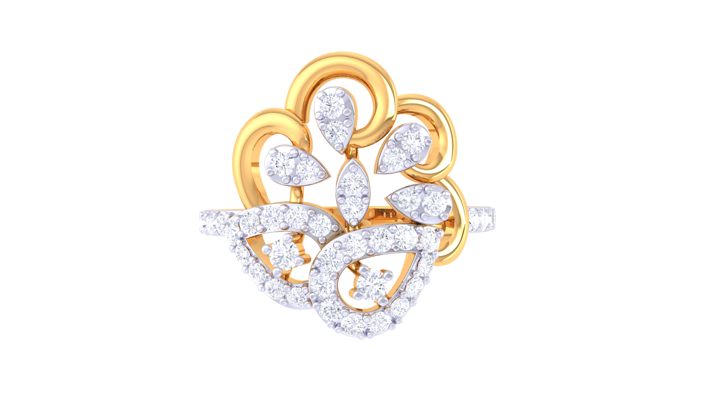 Eclat Orchid Crest Ring In Sculpted Rose Gold – 0.41 Ct Diamonds Cluster