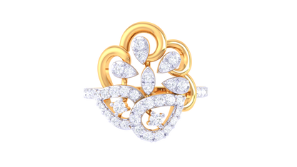 Eclat Orchid Crest Ring In Sculpted Rose Gold – 0.41 Ct Diamonds Cluster