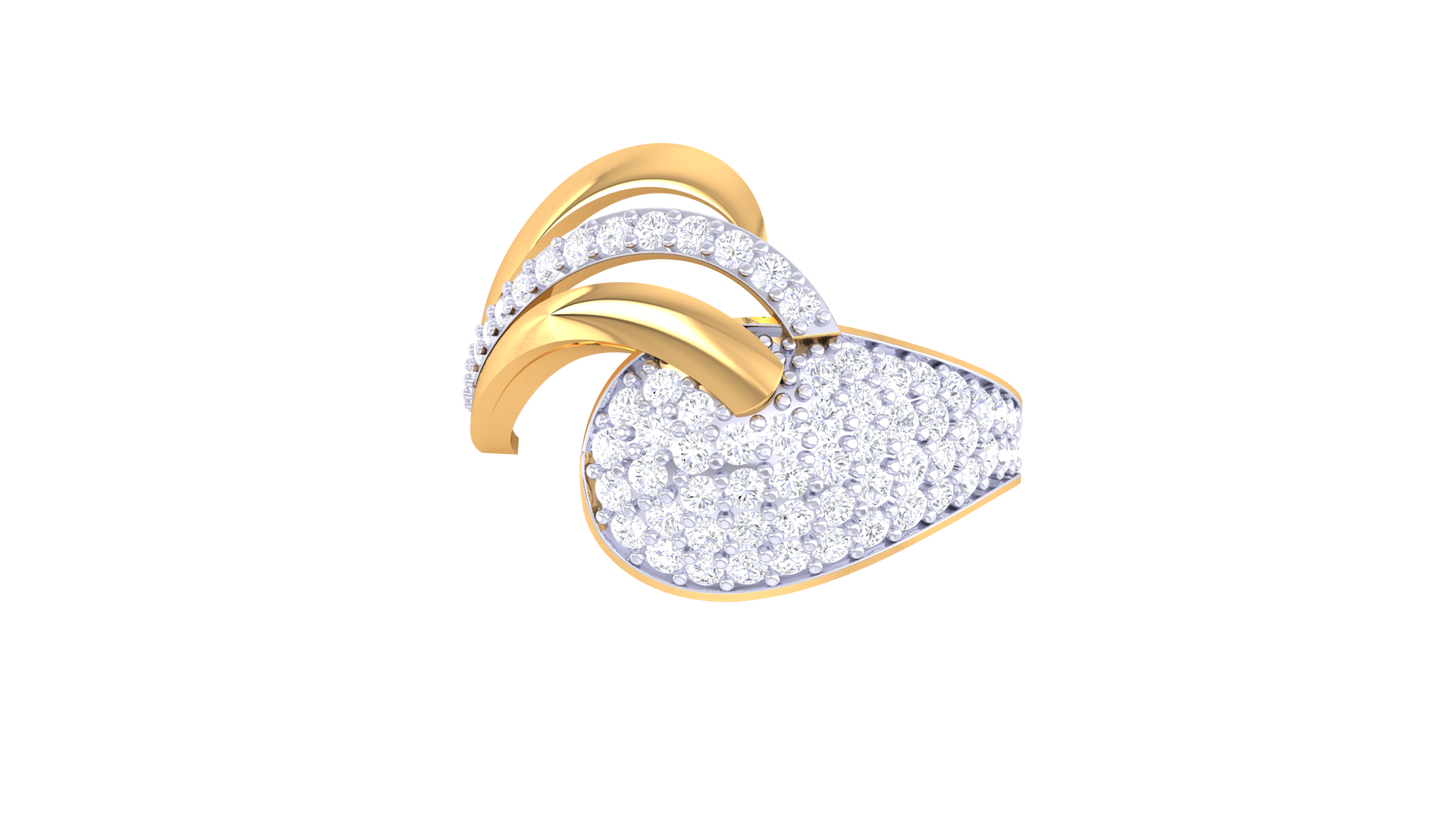 Lumiere Modern Sweep Open Gold Ring - 0.55 Ct Rounded Brilliant Cut Diamond