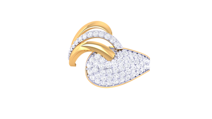 Lumiere Modern Sweep Open Gold Ring - 0.55 Ct Rounded Brilliant Cut Diamond