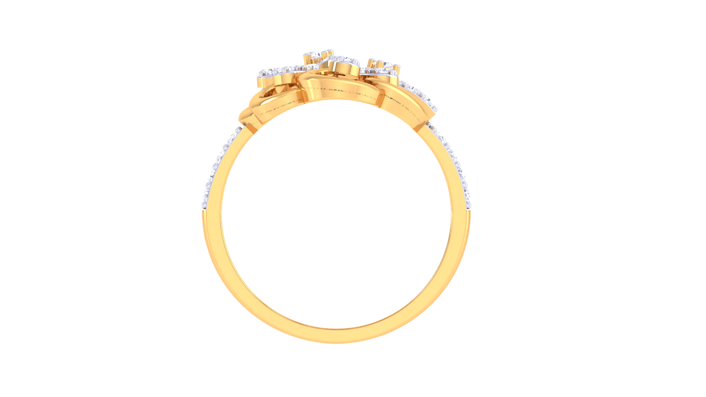 Eclat Orchid Crest Ring In Sculpted Rose Gold – 0.41 Ct Diamonds Cluster