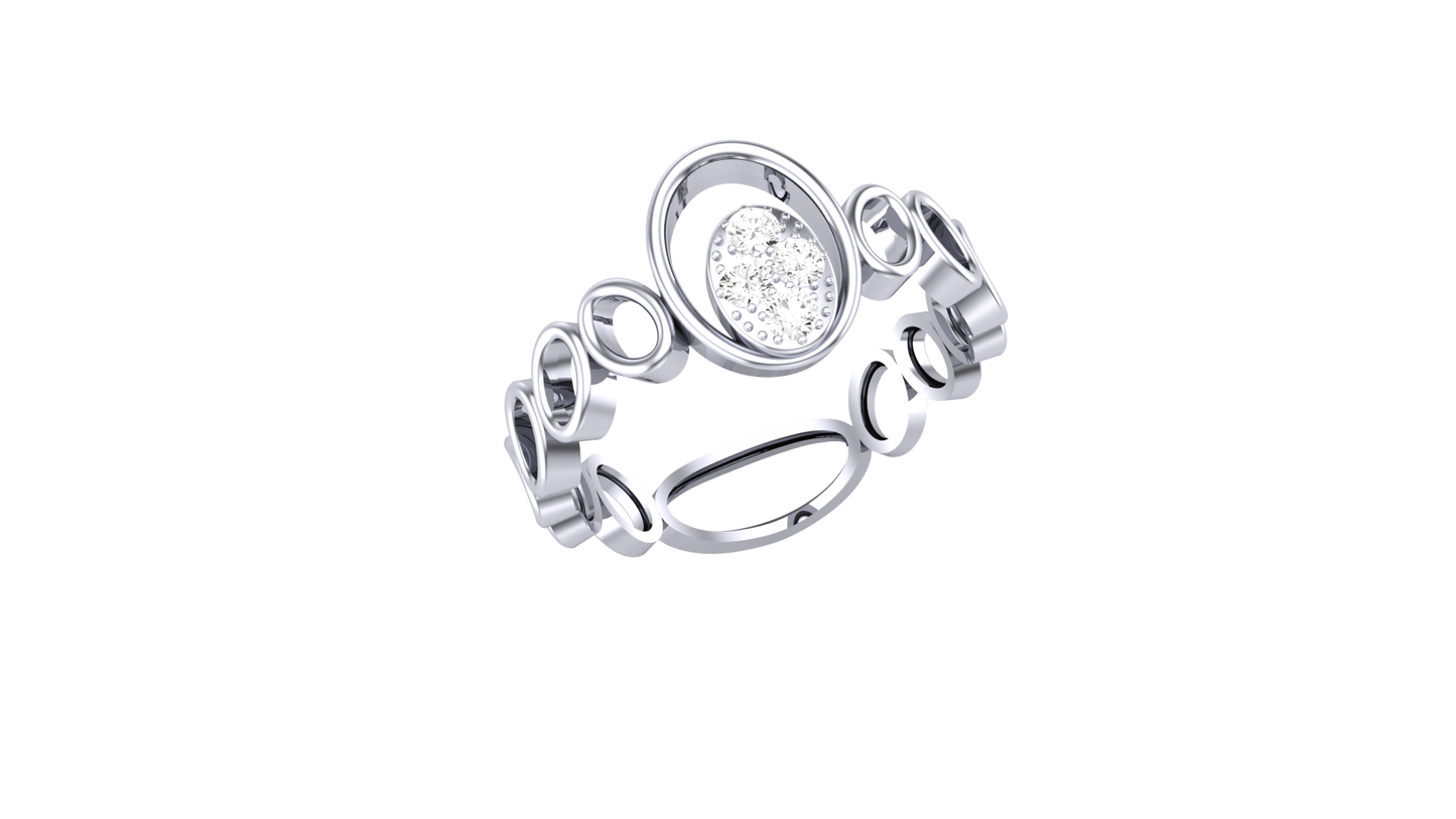 Eclat Floral Cluster - 0.10 Ct Round Cut Diamond Gold Rind