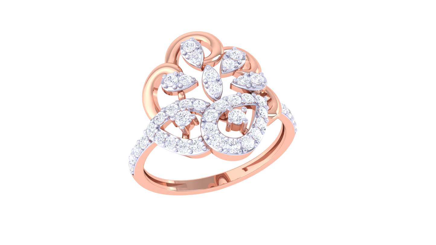 Eclat Orchid Crest Ring In Sculpted Rose Gold – 0.41 Ct Diamonds Cluster