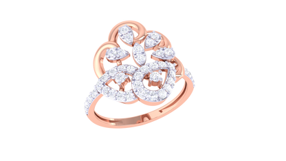 Eclat Orchid Crest Ring In Sculpted Rose Gold – 0.41 Ct Diamonds Cluster
