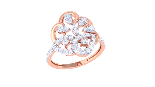 Eclat Orchid Crest Ring In Sculpted Rose Gold – 0.41 Ct Diamonds Cluster