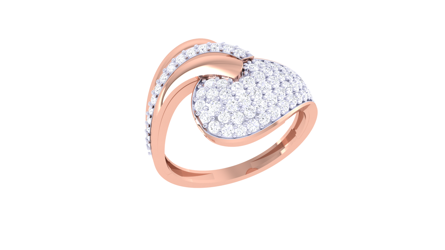 Lumiere Modern Sweep Open Gold Ring - 0.55 Ct Rounded Brilliant Cut Diamond