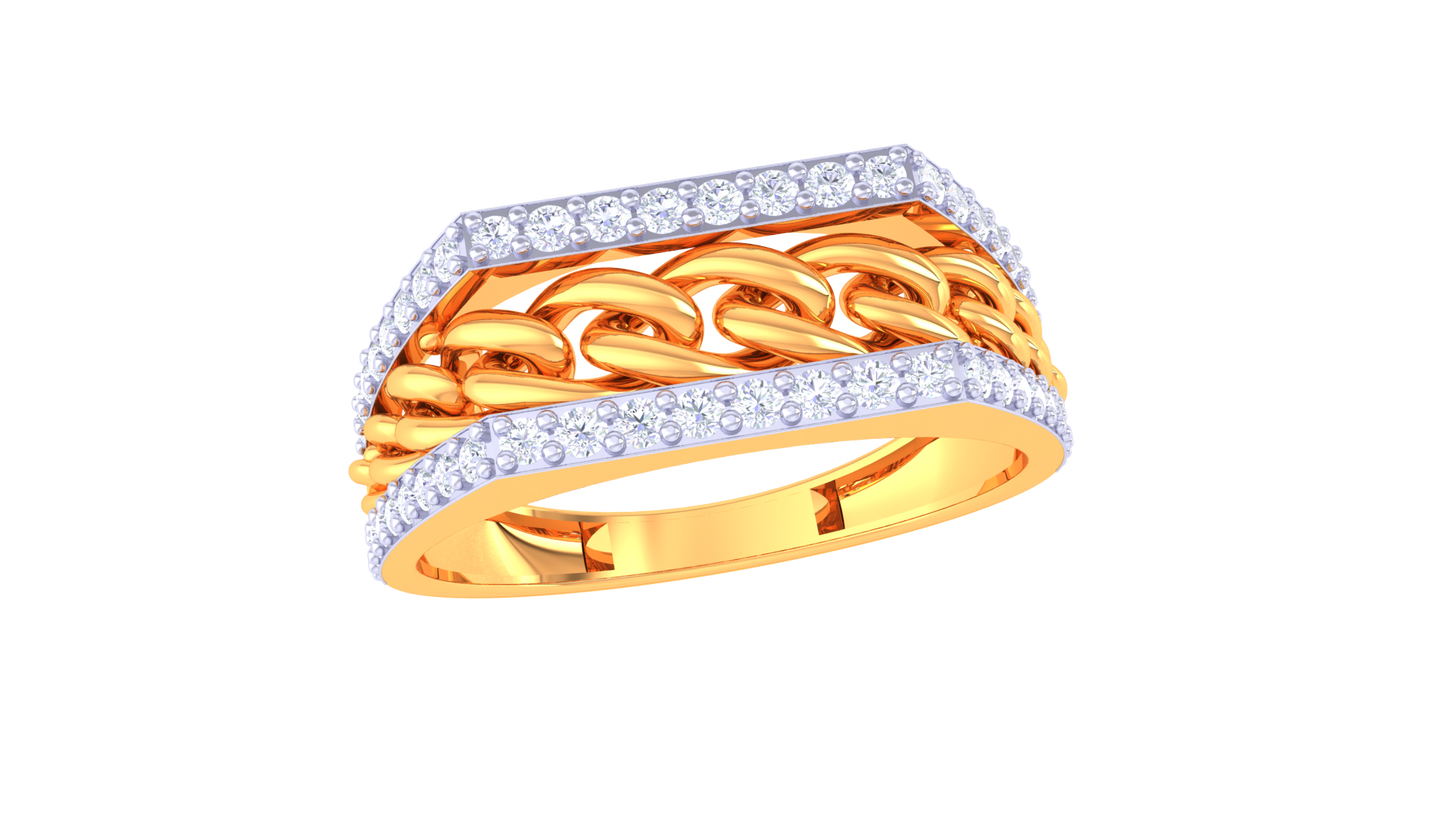 Lumiere Signature Gold Band – 0.45 Ct Pavé Diamonds Ring