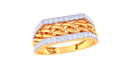 Lumiere Signature Gold Band – 0.45 Ct Pavé Diamonds Ring