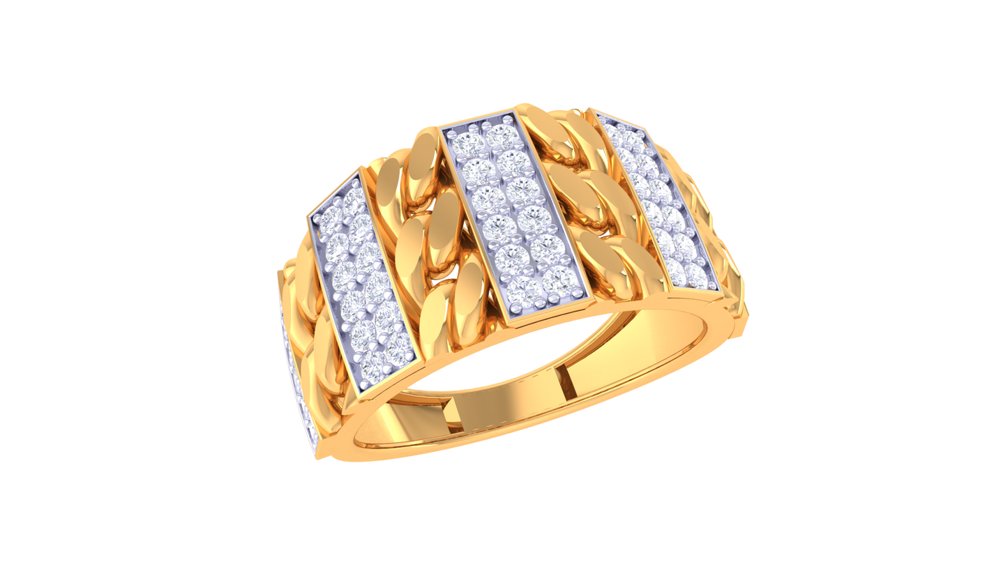 Éclat Maillon Audacieux – 0.68 Ct Round Diamond Gold Ring