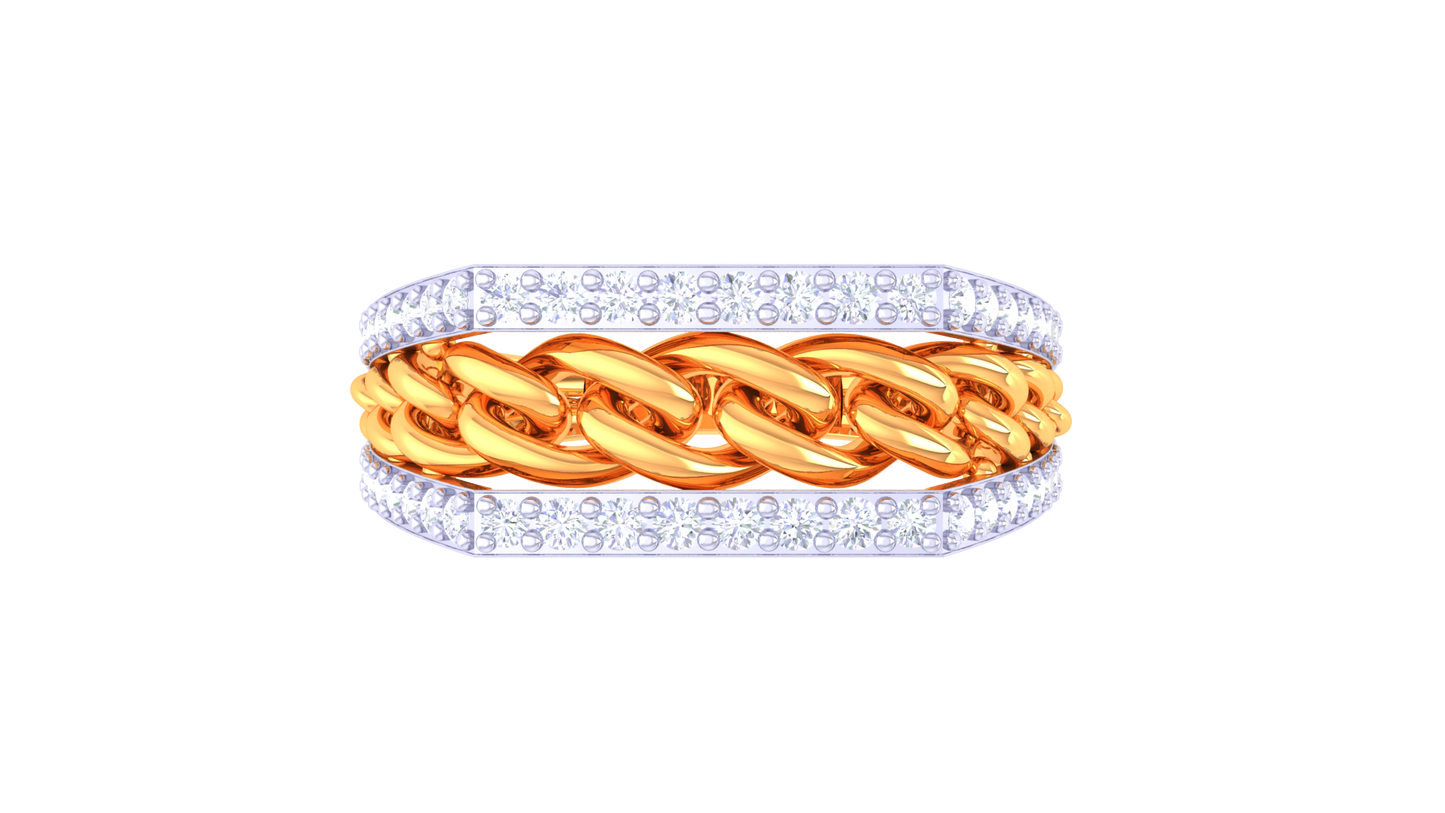 Lumiere Signature Gold Band – 0.45 Ct Pavé Diamonds Ring