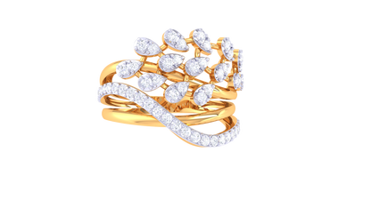 Lumiere Verdant Cascade Ring In Interwoven Gold – 0.40 Ct Dazzling Diamonds