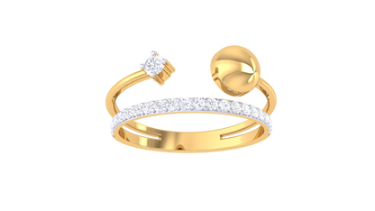Iconique Open-Band Ring In Yellow Gold – 0.17 Ct Pave Set Diamonds With Sculptural Contrast with Dome & Solitaire Spark