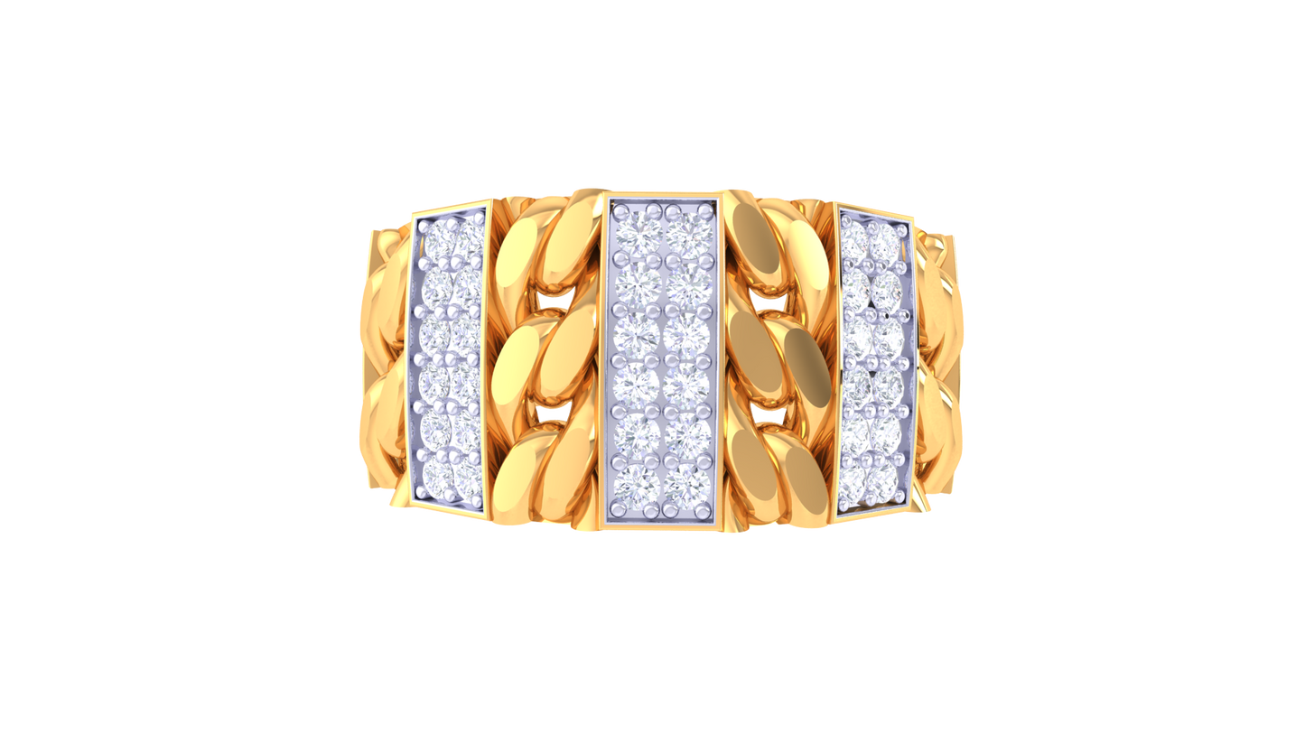 Éclat Maillon Audacieux – 0.68 Ct Round Diamond Gold Ring