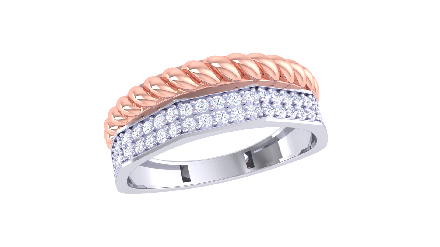 Lumiere Pavé Elegance Rose Gold Band – 0.33 Ct Round Diamonds Ring