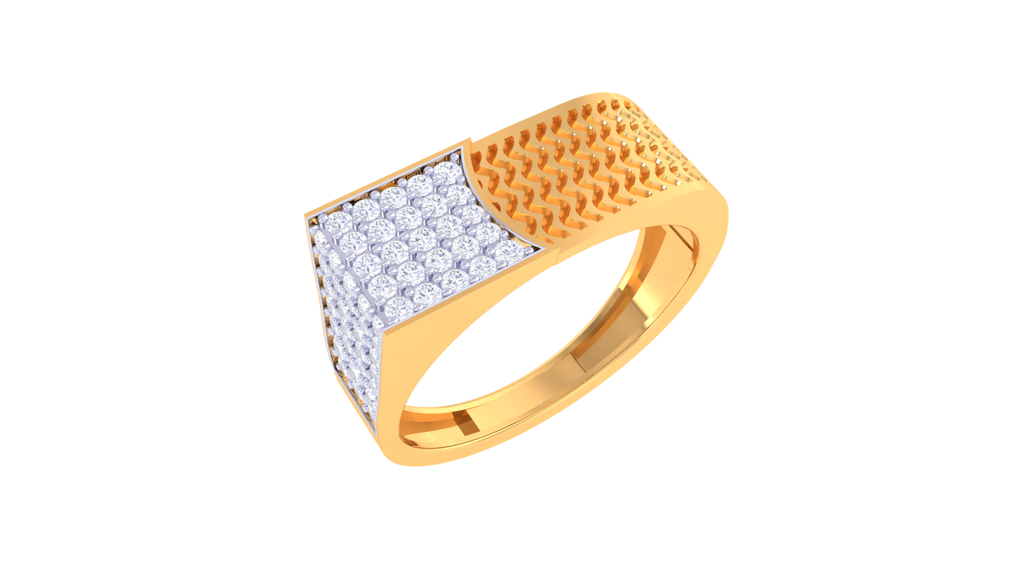 Lumière Onde Moderne – 0.48 Ct Round Diamond Gold Ring