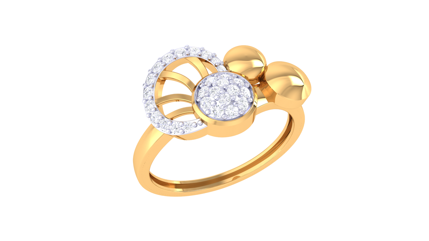 Eclat Fleuron Celestial Orbit Patel Gold Ring - 0.21 Ct Round Diamonds