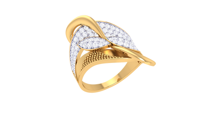 Lumiere Leaf-Embrace Ring In Gold – 0.53 Ct Pave Set Diamonds Adding Textured Elegance with Organic Radiance