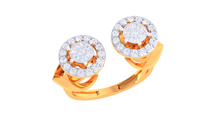 Trilune Dualité Astrale – 0.46 Ct Round Diamond Gold Ring