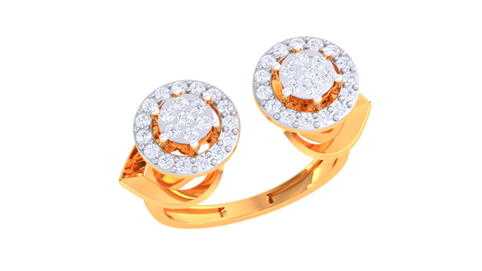 Trilune Dualité Astrale – 0.46 Ct Round Diamond Gold Ring