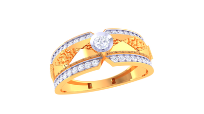 Trilune Astra Motif – 0.45 Ct Round Diamond Gold Ring