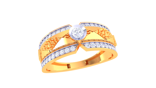Trilune Astra Motif – 0.45 Ct Round Diamond Gold Ring