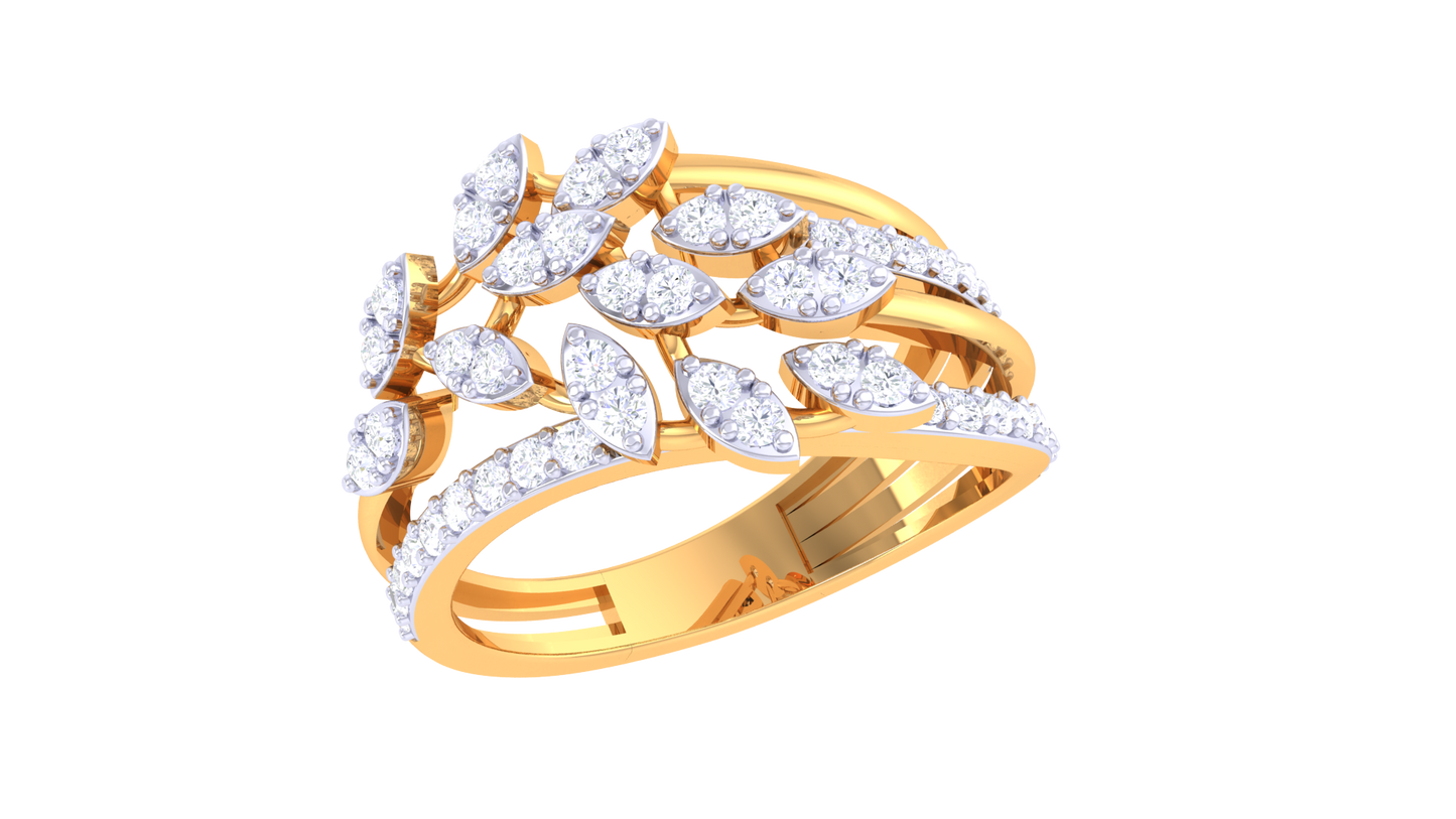 Lumiere Leaf Serenade Ring In Gold – 0.40 Ct Brilliant Cut Diamonds