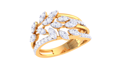 Lumiere Leaf Serenade Ring In Gold – 0.40 Ct Brilliant Cut Diamonds