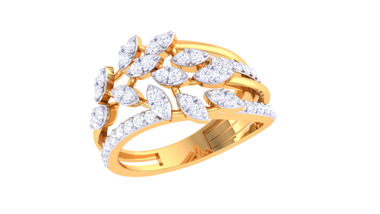 Lumiere Leaf Serenade Ring In Gold – 0.40 Ct Brilliant Cut Diamonds