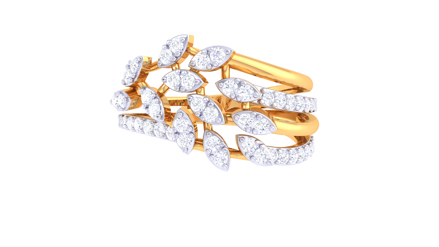 Lumiere Leaf Serenade Ring In Gold – 0.40 Ct Brilliant Cut Diamonds
