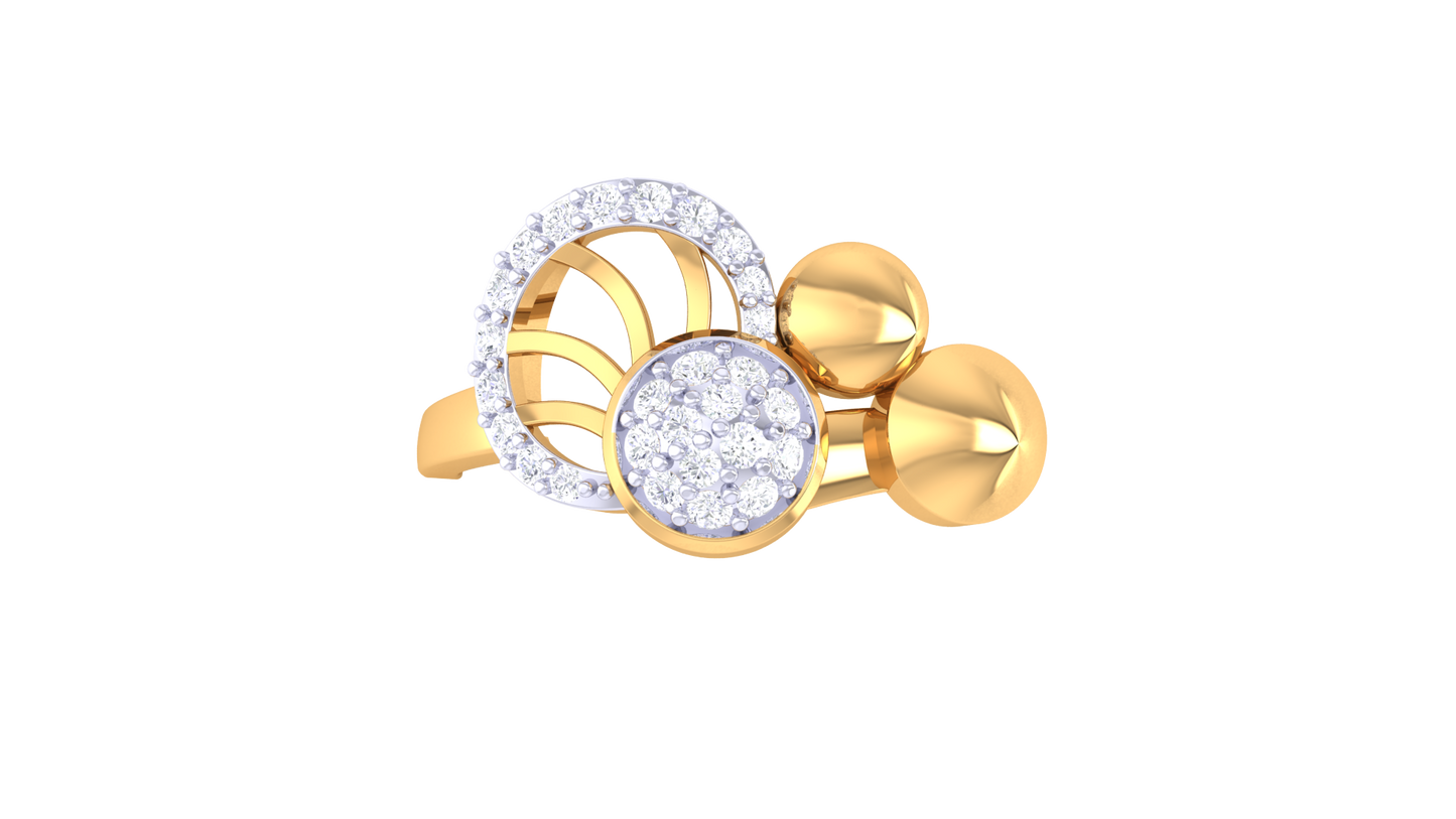 Eclat Fleuron Celestial Orbit Patel Gold Ring - 0.21 Ct Round Diamonds