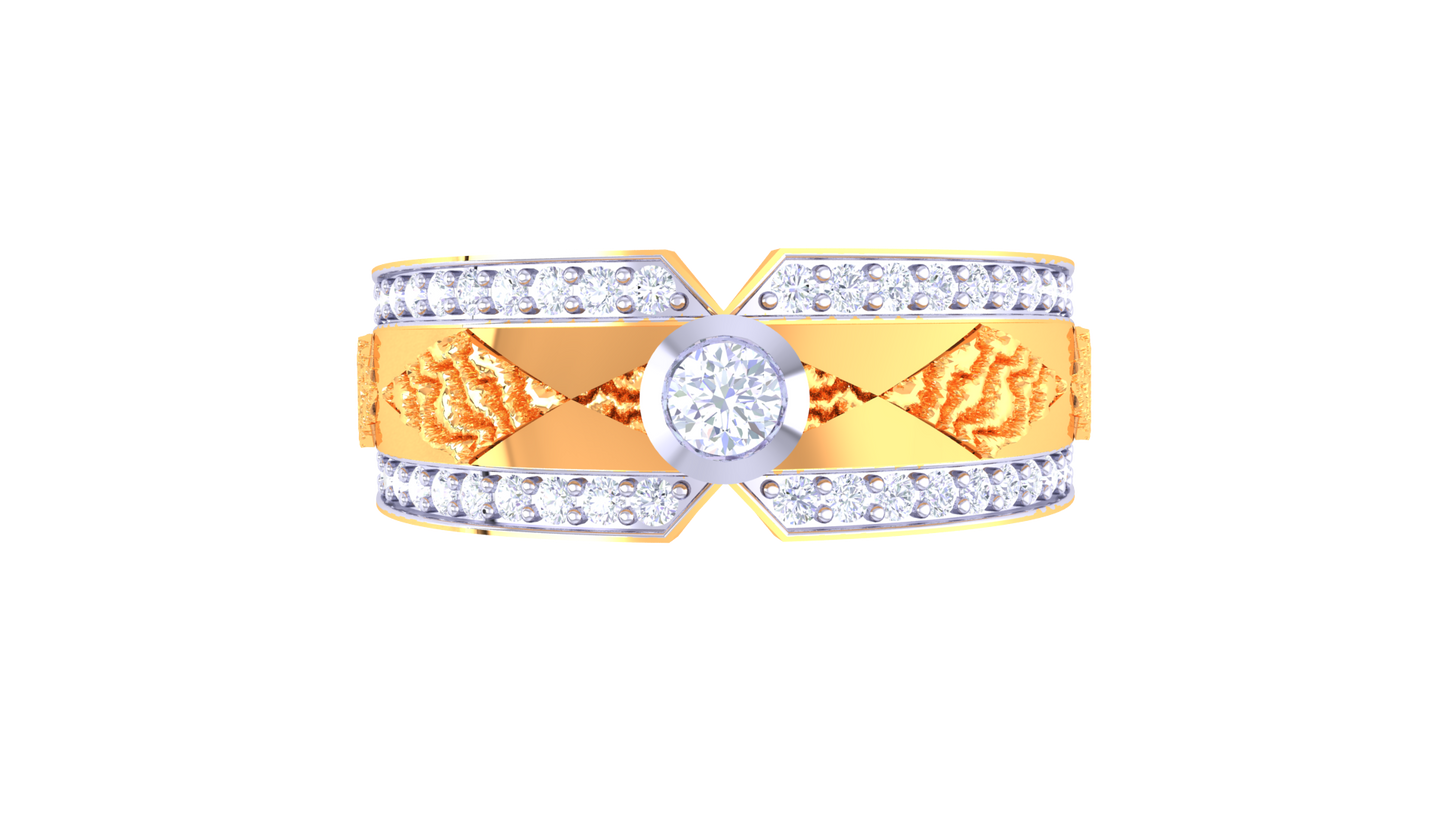 Trilune Astra Motif – 0.45 Ct Round Diamond Gold Ring