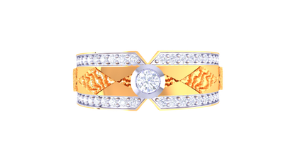 Trilune Astra Motif – 0.45 Ct Round Diamond Gold Ring