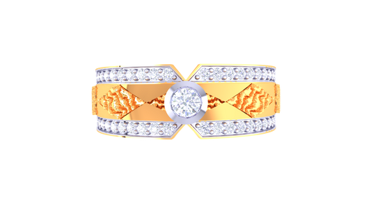 Trilune Astra Motif – 0.45 Ct Round Diamond Gold Ring