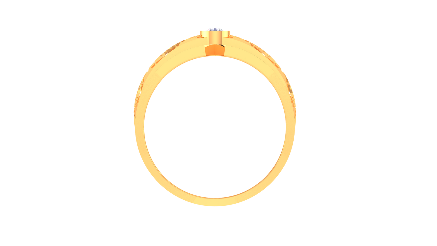 Trilune Astra Motif – 0.45 Ct Round Diamond Gold Ring