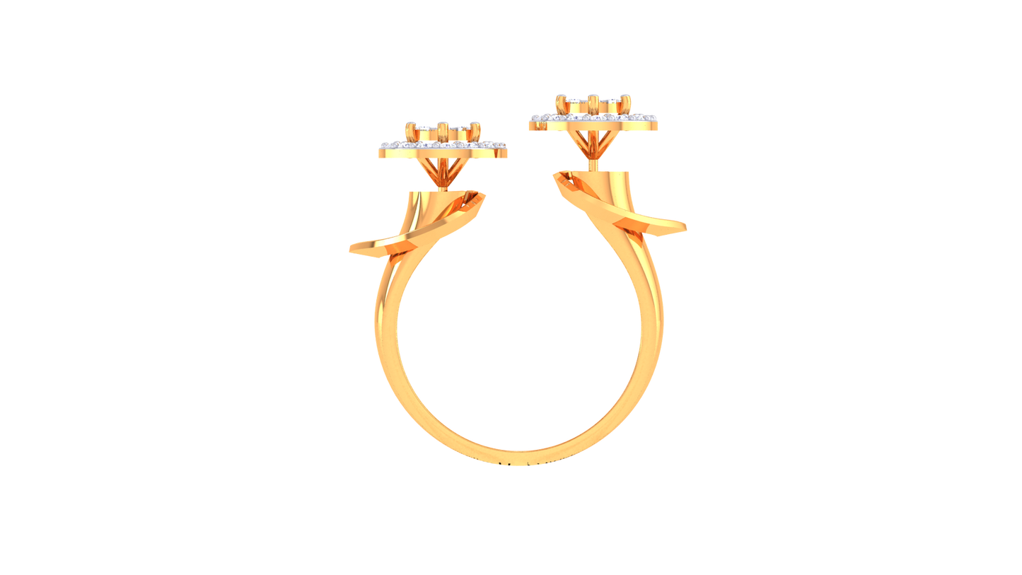 Trilune Dualité Astrale – 0.46 Ct Round Diamond Gold Ring