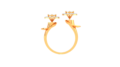 Trilune Dualité Astrale – 0.46 Ct Round Diamond Gold Ring