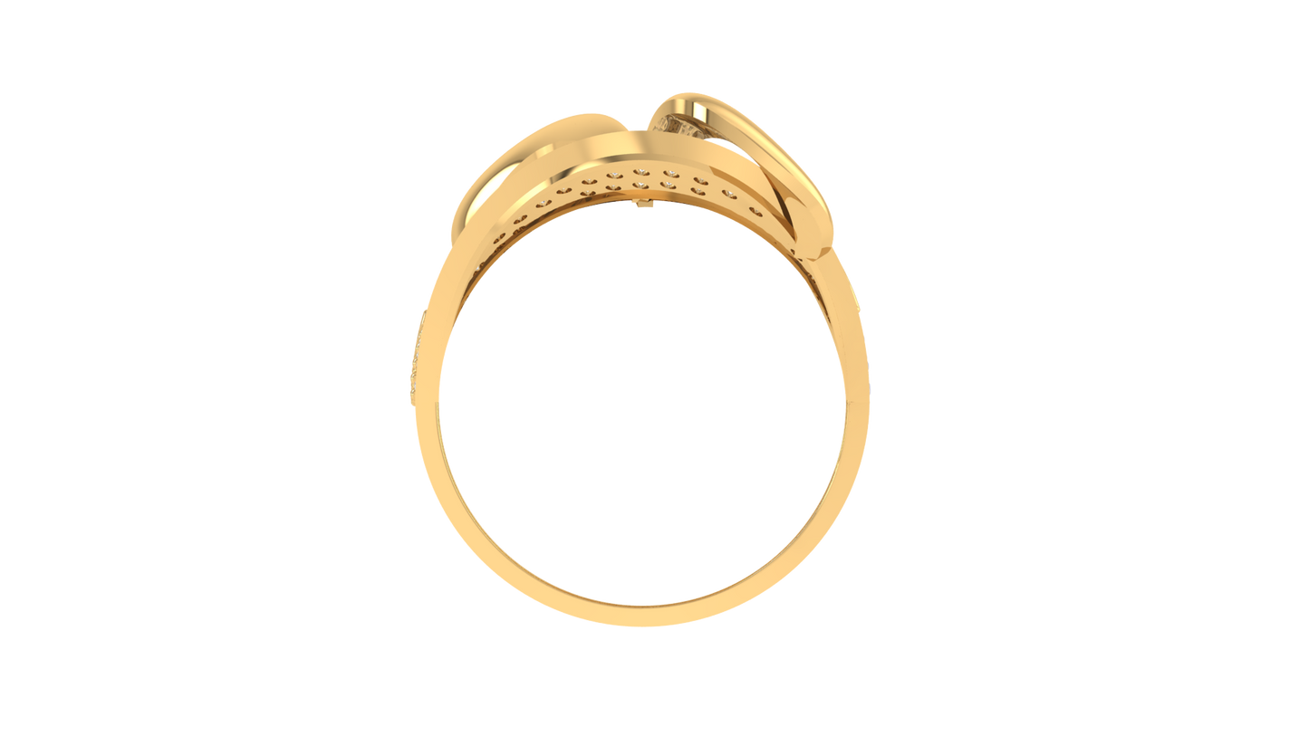 Lumiere Leaf-Embrace Ring In Gold – 0.53 Ct Pave Set Diamonds Adding Textured Elegance with Organic Radiance