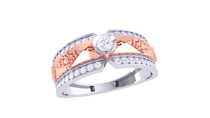 Trilune Astra Motif – 0.45 Ct Round Diamond Gold Ring