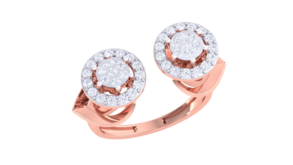 Trilune Dualité Astrale – 0.46 Ct Round Diamond Gold Ring