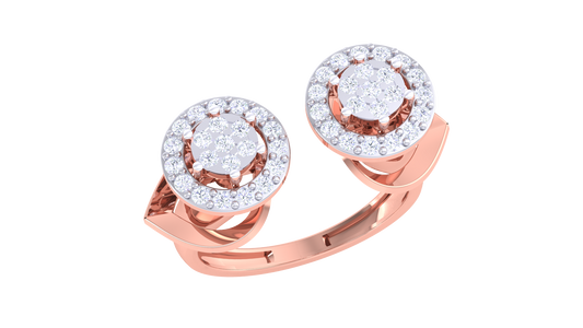Trilune Dualité Astrale – 0.46 Ct Round Diamond Gold Ring