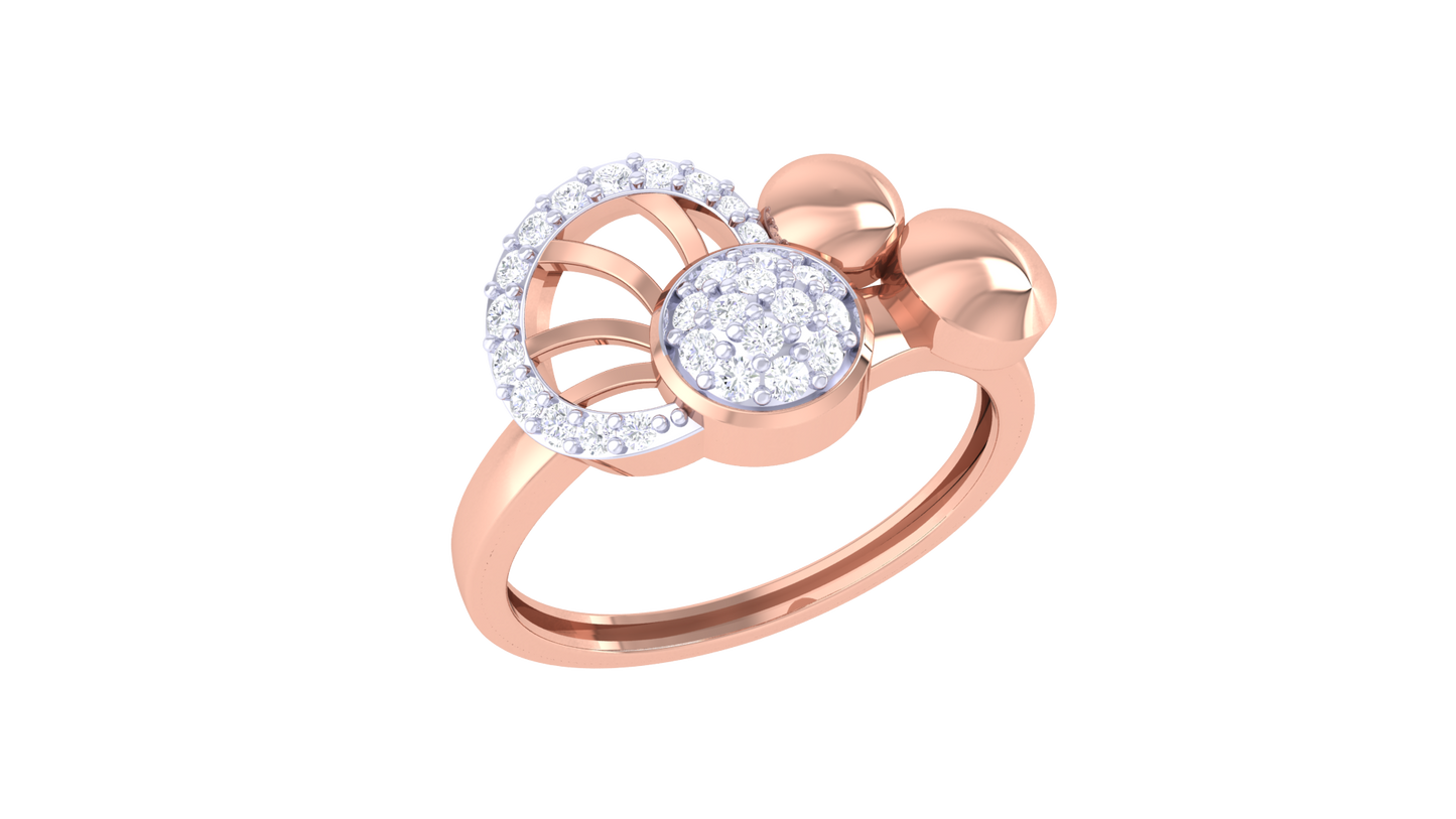 Eclat Fleuron Celestial Orbit Patel Gold Ring - 0.21 Ct Round Diamonds