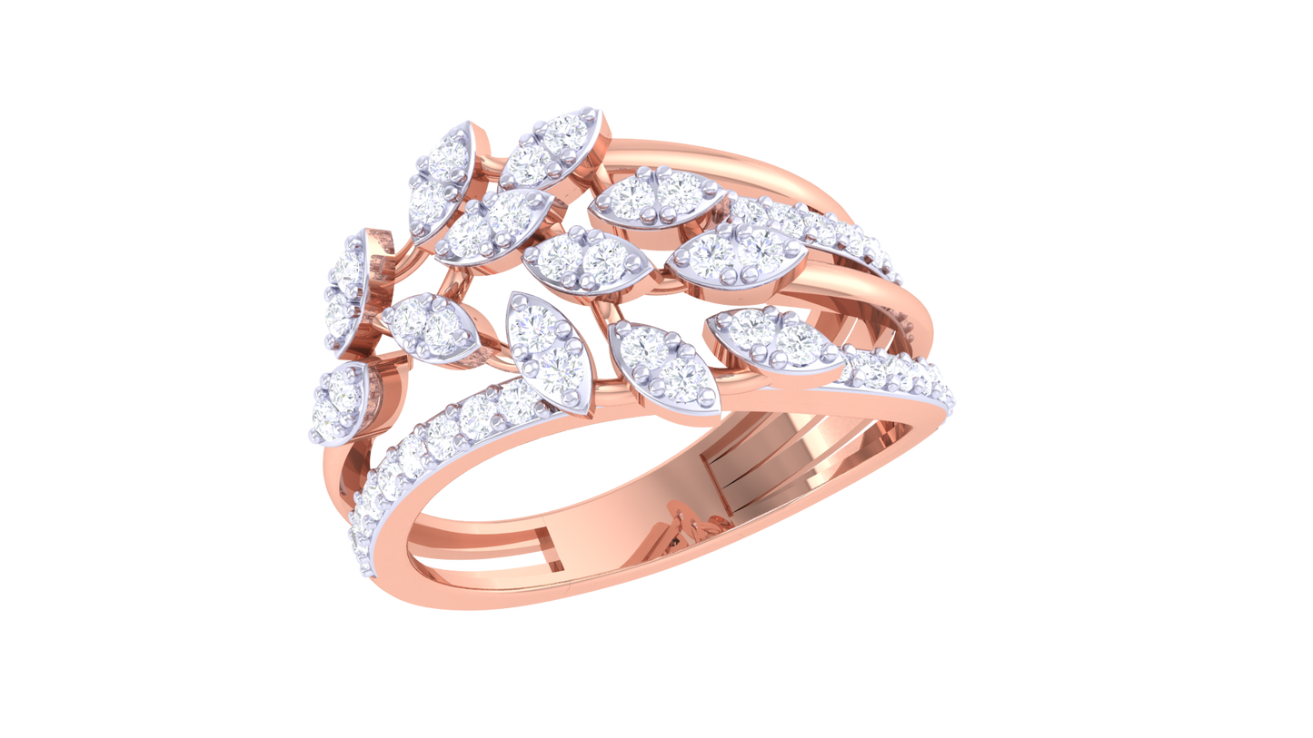 Lumiere Leaf Serenade Ring In Gold – 0.40 Ct Brilliant Cut Diamonds